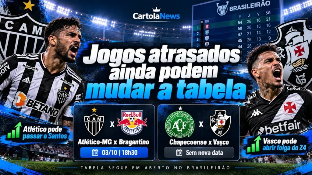 jogos atrasados do Brasileirão podem mudar a posição do Santos na tabela.
