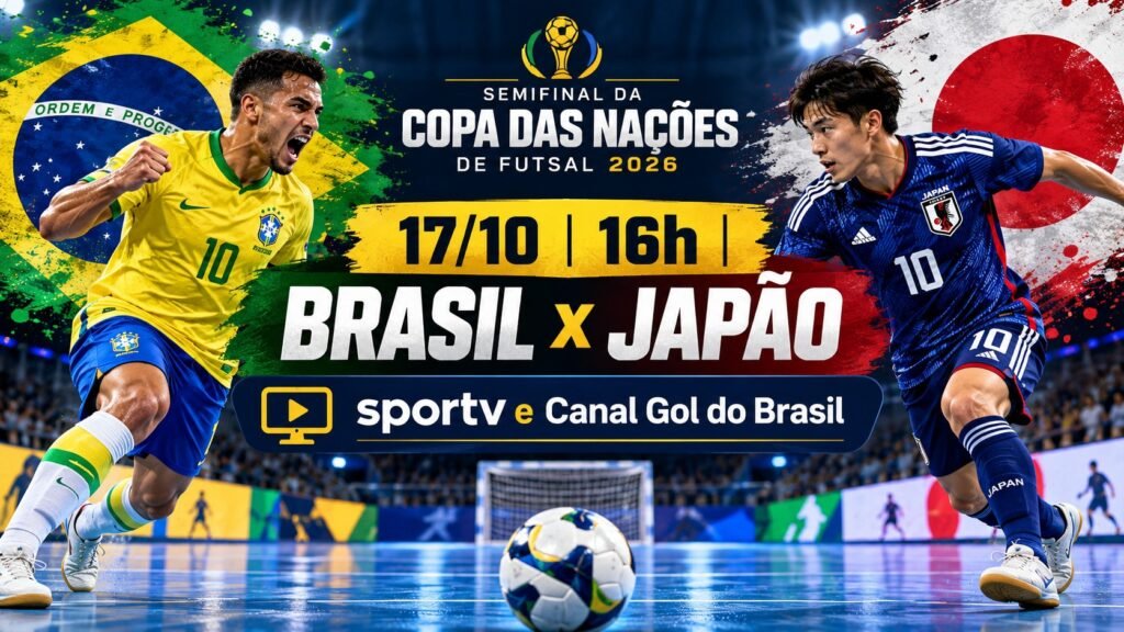 onde assistir Brasil x Japão pela Copa das Nações de Futsal.