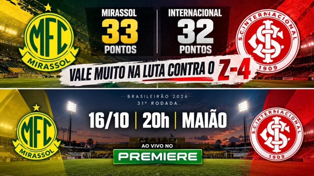 onde assistir Mirassol x Internacional ao vivo nesta sexta-feira.